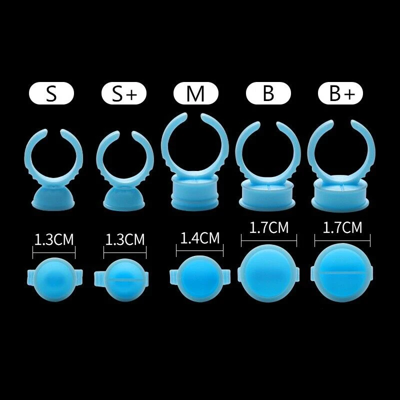 100pcs Disposable Eyelash Extension Glue Ring Blue Adhesive Tattoo Pigment Ink Holder