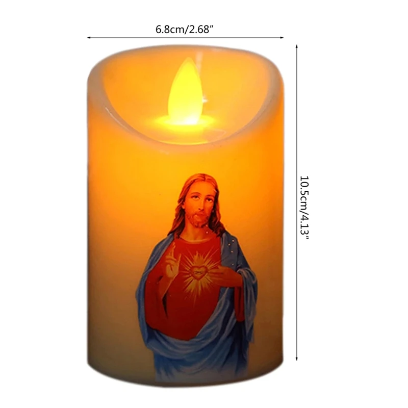 Jesus Christ Candles Lamp Led Tealight Creative Flameless Electronic Light for Home Church Decoration