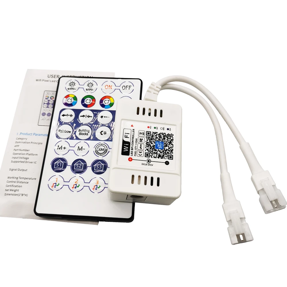 Controlador de música de doble salida, DC12-24V, 28Key, Wifi, píxeles, voz, 3 pines, direccionable individualmente, tira de luz 5050 RGB, Panel de