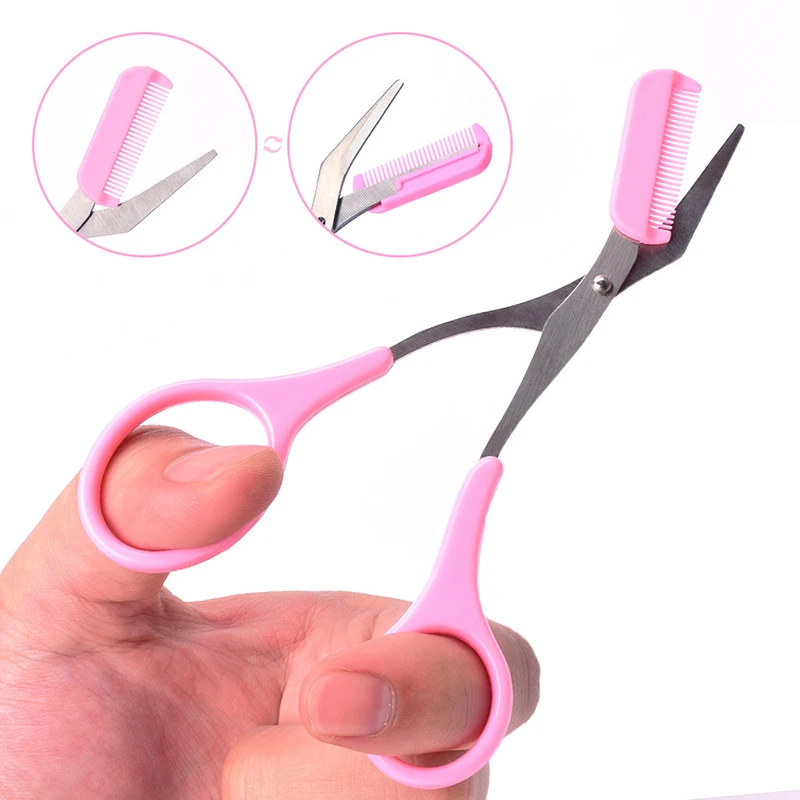 Eyebrow Trimmer Scissor with Comb Facial Eyelash Hair Removal Grooming Shaping Eyebrow Shaver Cosmetic Makeup Accessories Eyebr