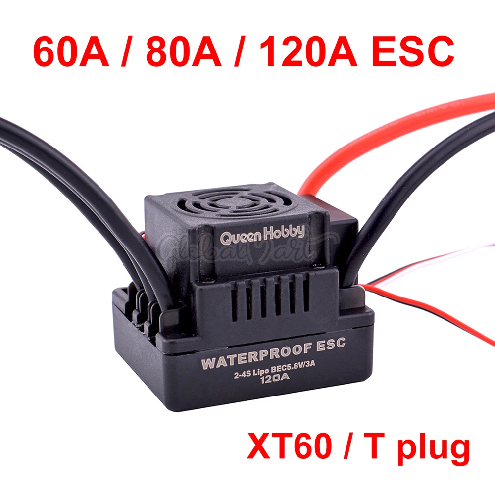 Upgrade Sensorless 60A 80A 120A S-80A S-120A Brushless ESC Electric Speed Controller with 5.5V / 3A BEC for 1/8 1/10 1:10 RC Car