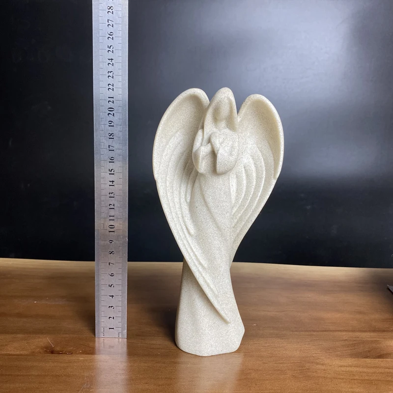 NORTHUEINS Resin Prayer Angel Statue Sandstone Wing Girl Figurines for Interior Home Living Room Tabletop Decoration Accessories