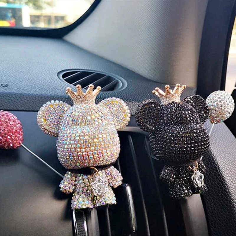 الإبداعية لطيف الدب الراقية الماس رصع سيارة منفذ الهواء العطور الدب سيارة تكييف الهواء الروائح الديكور