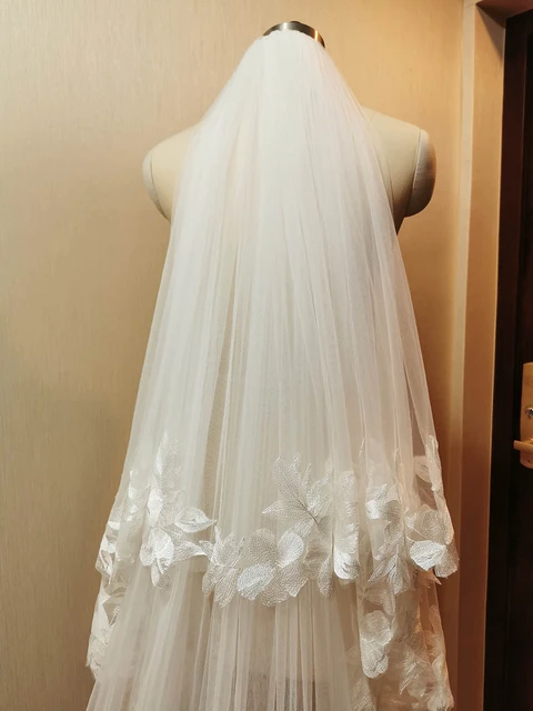 Velo da sposa lungo in pizzo 2 strati 4 metri velo da sposa con pettine bianco avorio elegante velo 2T per accessori da sposa AliExpress