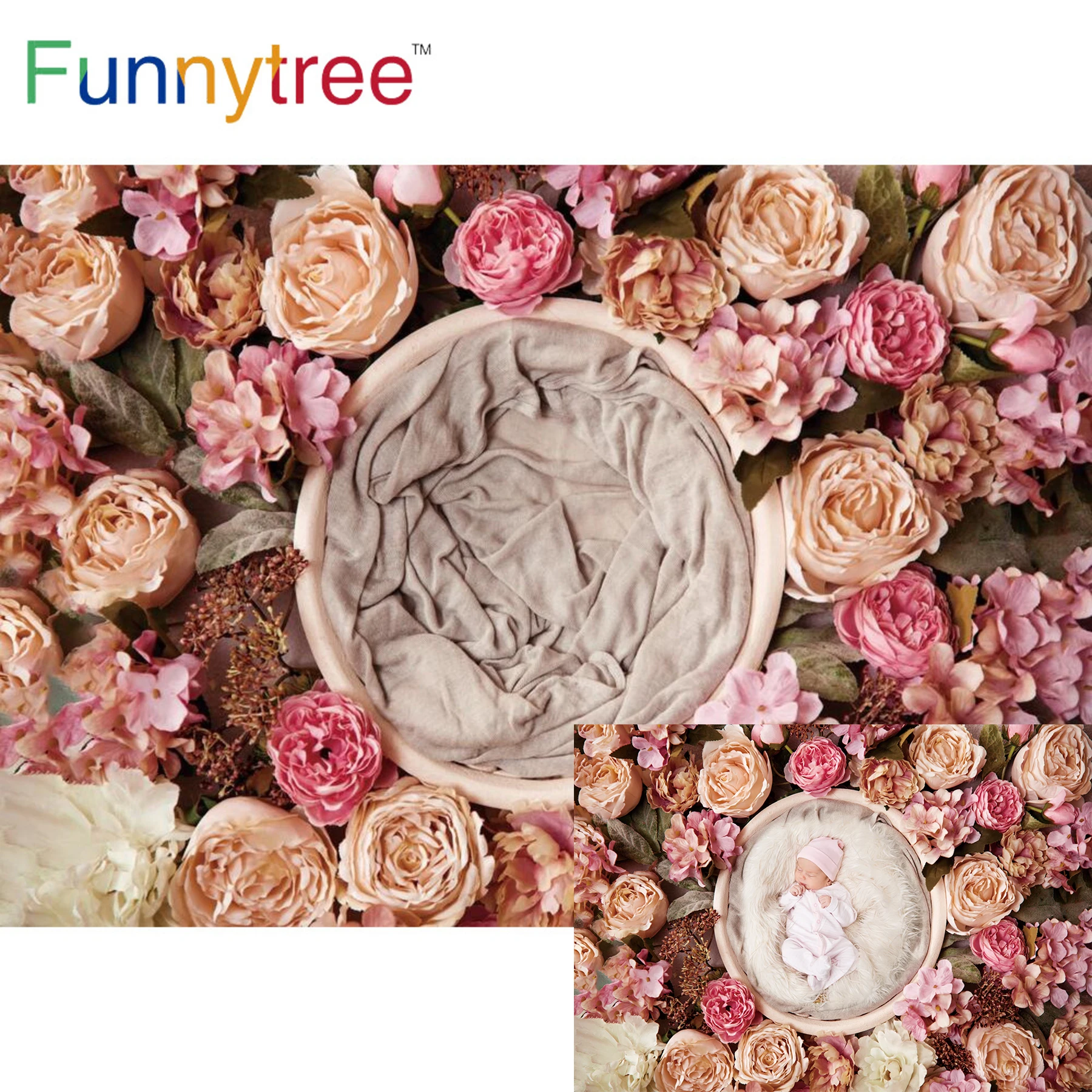 Funnytree Baby Photography Blanket Flower Photographic Background Child Newborn Birthday Photozone Photocall Photophone Decor