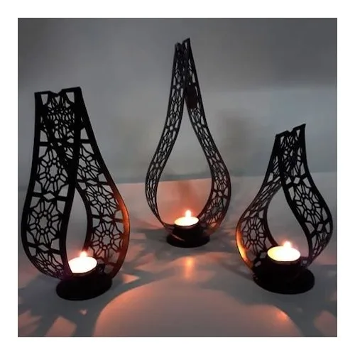 My home Regal Decorative Triple Candle Holder Set. Drop Model Metal Wrought Iron 3 Pcs Candlestick, Candle Holder, Home Decor, Home Decoration