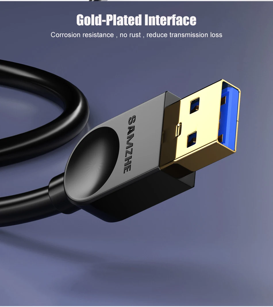 SAMZHE USB zu USB 3,0 Verlängerung Kabel Stecker auf Stecker 2,0 Verlängern Kabel Für PC TV PS4 Computer Laptop Extender – Detail 8