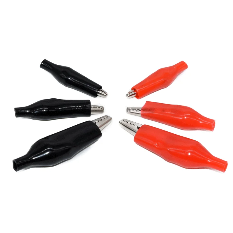 10pcs 28mm/35mm/45mm Metal Alligator Clip G98 Crocodile Electrical Clamp for Testing Probe Meter Black/Red with Plastic Boot Car