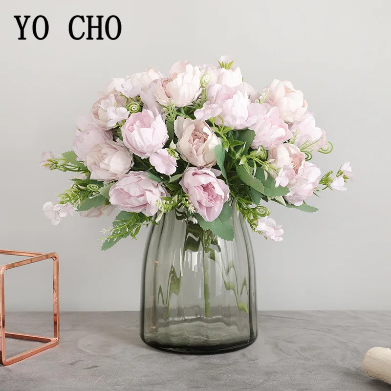 Big Peonies Artificial Silk Flowers Small Bouquet 7 Heads Flores Peony Home Party Spring Wedding Decoration Mariage Fake Flowers