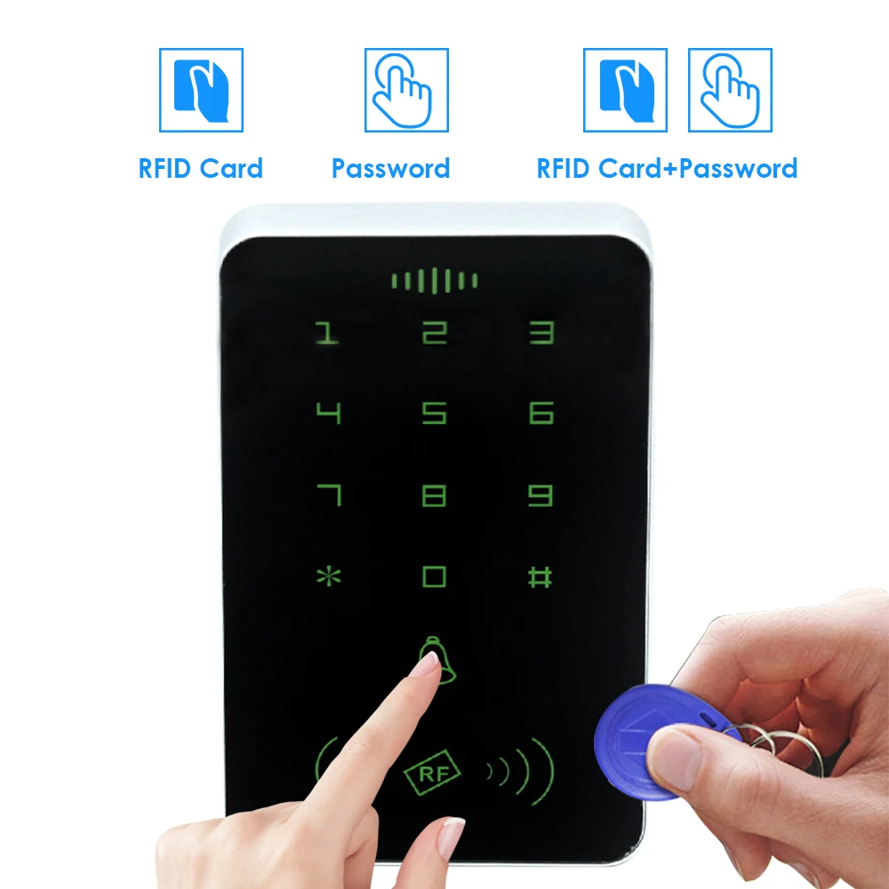 Sistema de control de acceso con teclado digital, controlador de cerradura de puerta, lector de tarjetas de proximidad RFID, sin retroiluminación, 125 kHz