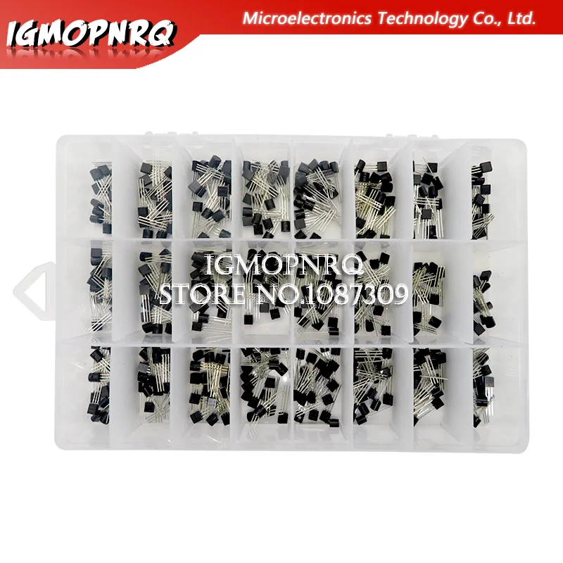 24Values TO-92 Transistor Assortment Assorted Kit Each BC327 BC337 BC517 BC547 BC548 BC549 2N2222 3906 3904 5401 5551 C945 1015