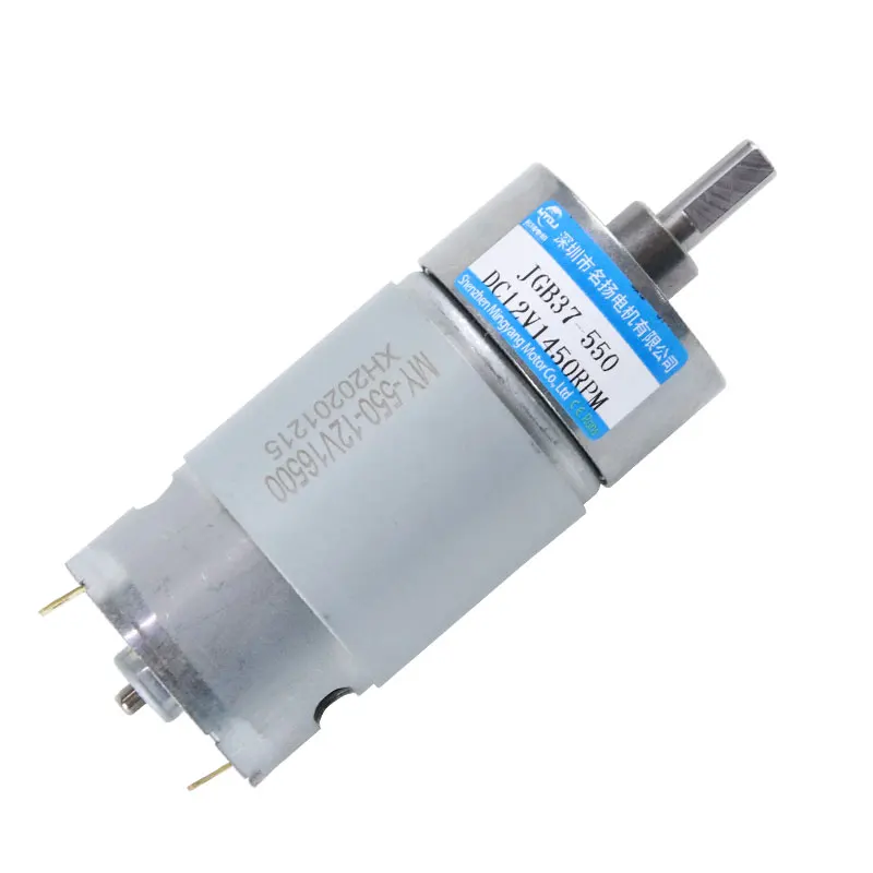 Low Speed High Torque DC Gear Motor 6V12V Small JGB37-550 Adjustable Speed Forward and Reverse Micro Motor DC Electric Motor