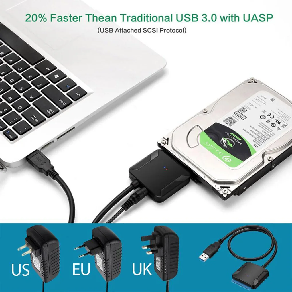 USB 3 0 To SATA 3 Cable Sata To USB Adapter Convert Cables Support 2 5 3 5 External SSD HDD Adapter Hard Drive Converter Cord