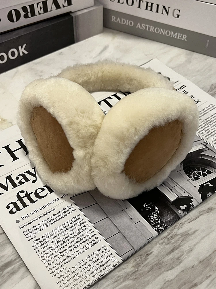 Real Sheep Shearling Fur Earmuff Winter Warm Fashion Ear Warmer Women Soft Ear Muffs