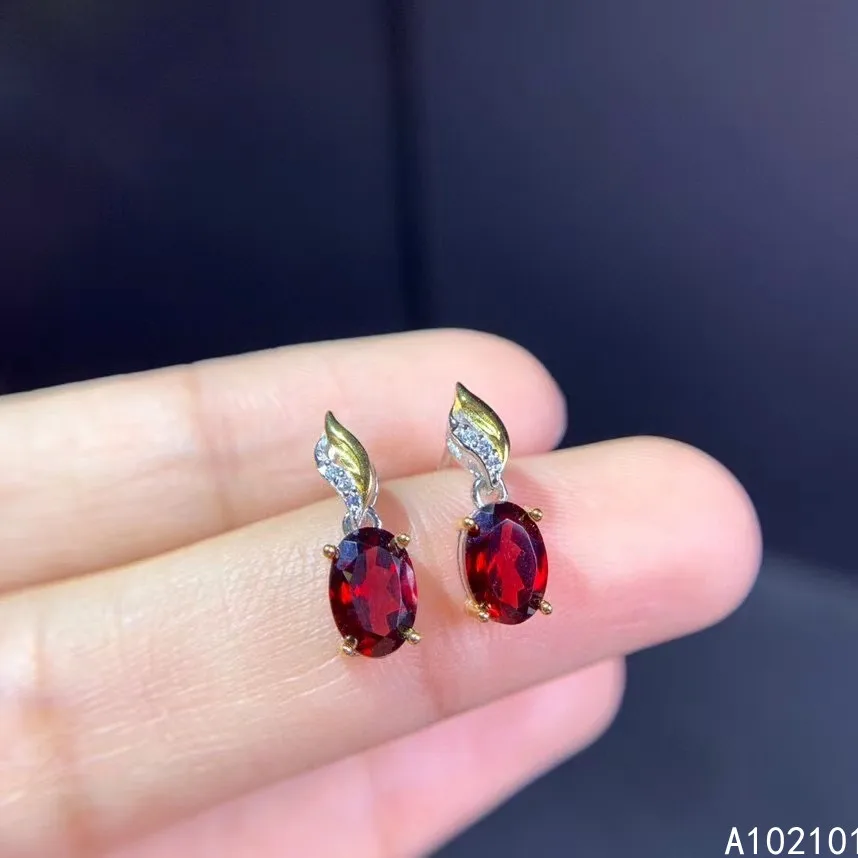 

KJJEAXCMY fine jewelry 925 silver natural Garnet new girl lovely earrings ear stud Gift support test Chinese style with box