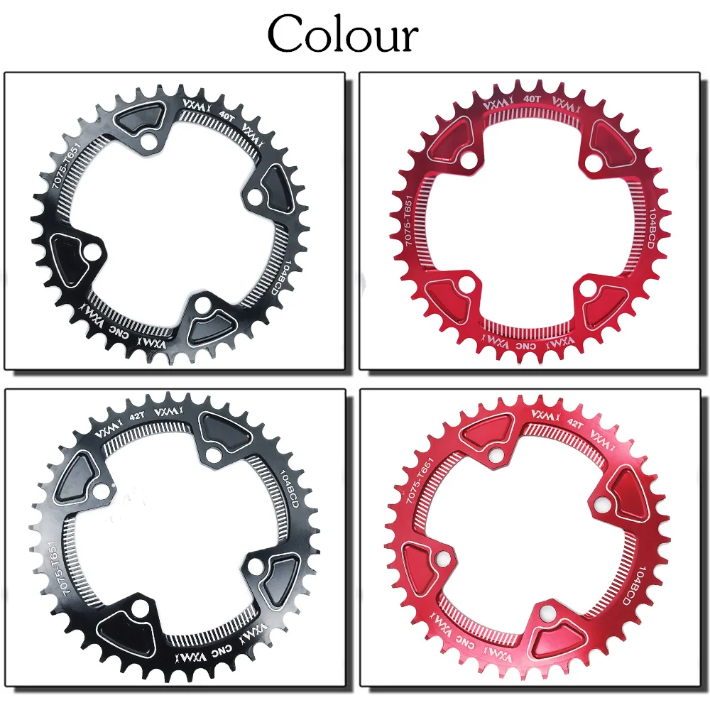 VXM Round Narrow Wide Chainring Mountain bike bicycle 104BCD 40T 42T crankset Tooth plate Parts 104 BCD Chainwheel Bicycle Parts