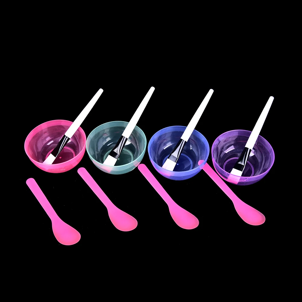 3PCS DIY Face Mask Tool Set Mask Bowl Brush Spoon Stick Face Skin Care Make Mask Set 4 Colors New