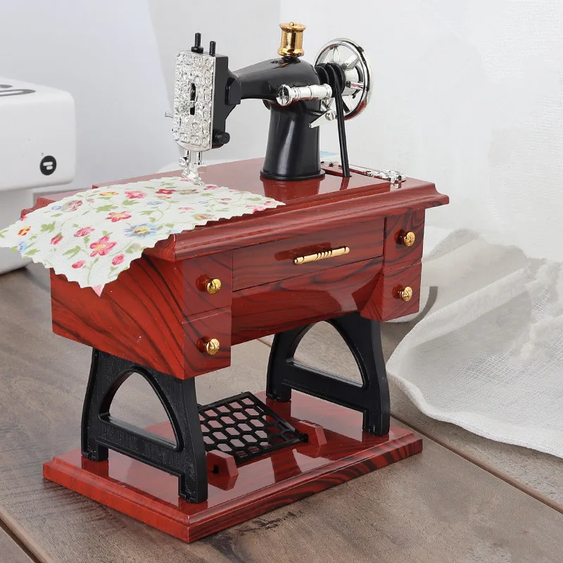 Music box sewing machine retro nostalgia simulation music box creative gifts new display photograophy prop