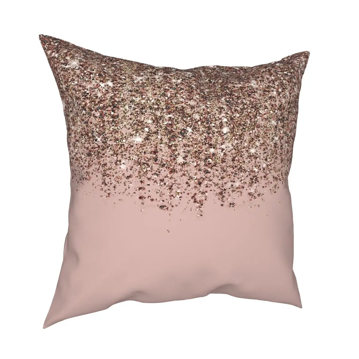 Blush Pink Rose Gold Bronze Cascading Glitter Square Pillowcase Polyester Pattern Zipper Pillow Case Sofa Seater Cushion Cover