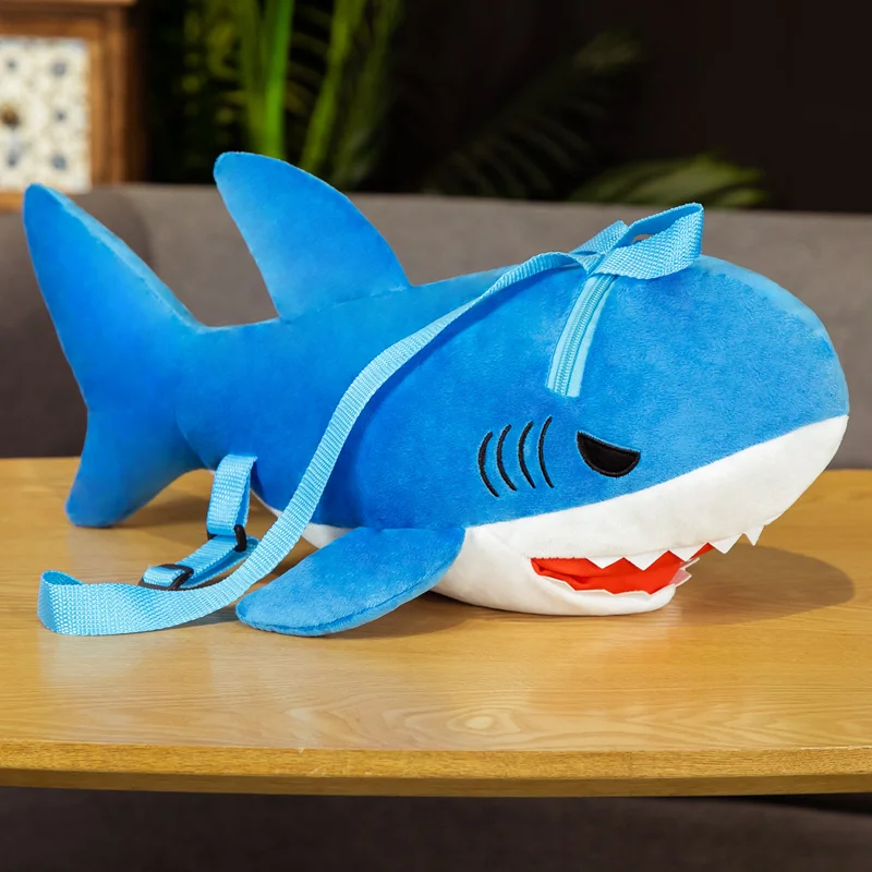 Sac à dos requin en peluche, poupées en peluche, oreiller doux, jouets mignons, cadeau d'anniversaire et de Noël, nouveau style, 50cm, 1PC