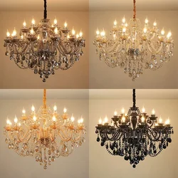 European Crystal Chandeliers Luxury Living Room Restaurant Creative Candle Lamps Amber Bedroom Villa Hotel Lobby Engineering