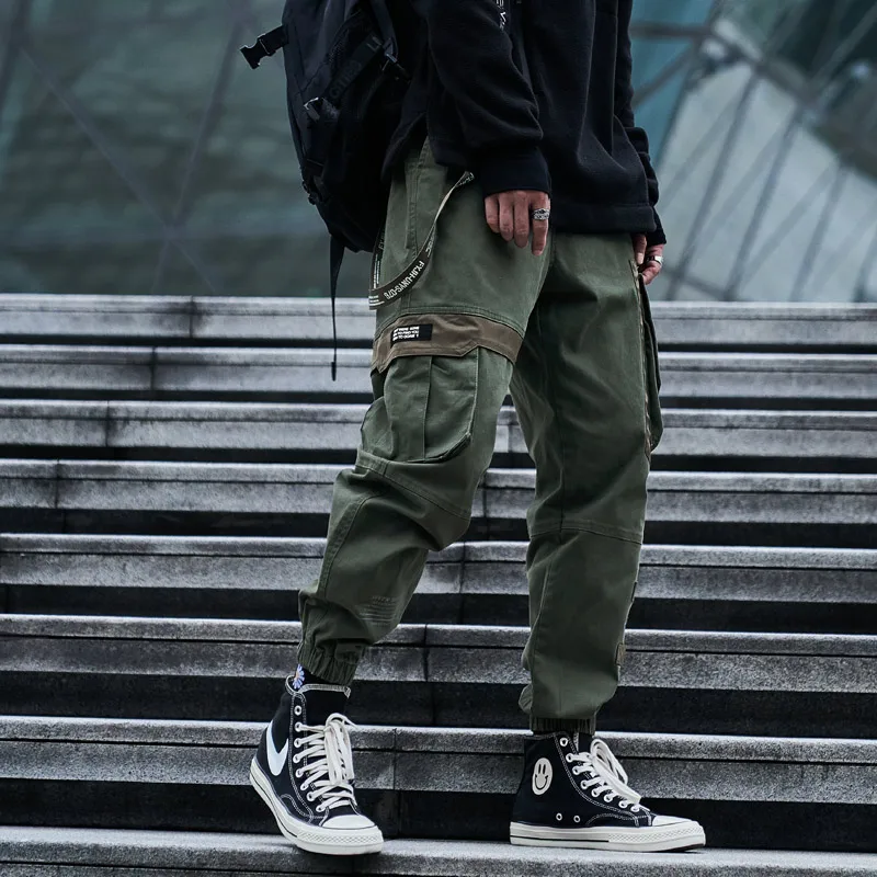 Single Road Mens Cargo Pants Men Fashion 2023 Side Pockets Hip Hop Techwear Joggers Male Japanese Streetwear Trousers Pants Men