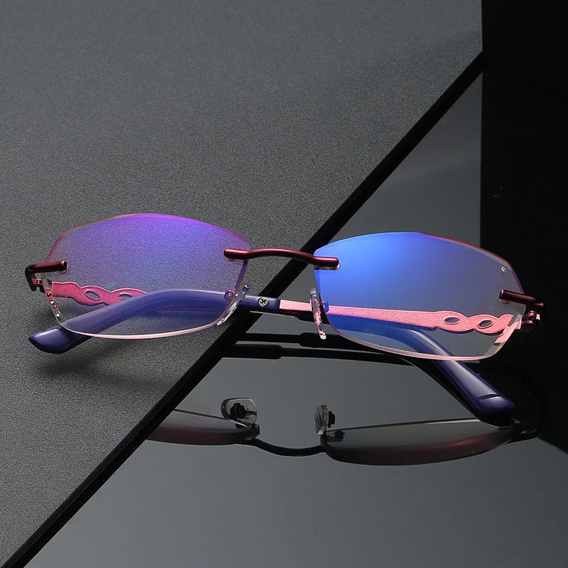 

Женские модные очки для чтения с алмазной огранкой, ультралегкие деловые очки с защитой от синего излучения, очки для дальнозоркости из сплава с компьютерным ридером от 1,0 до 4,0