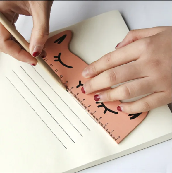 15cm Fresh Candy Color Cute Cat Wooden Ruler Measuring Straight Ruler Tool Promotional Gift Stationery