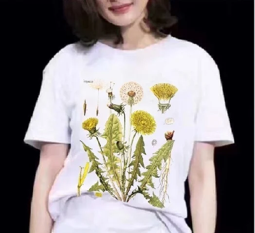 sunfiz HJN Dandelion Vintage Botanical Tshirt, Hiking TShirt, Botanical Print Shirt, Dandelion Shirt, Vintage Tee