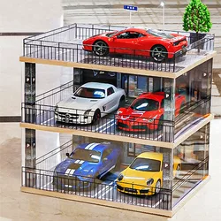 Car Building Miniature Parking Lot 1 18 Car Model Diorama Led Light Street View Acrylic Garage Dustproof Display Box Car Model C