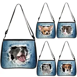 Cute Cowboy Dog/Cat  Printed Shoulder Bag New Kawaii Pocket Dog Ladies Underarm Bag Fashion Handbag Shoulder Adjustable Tote Bag