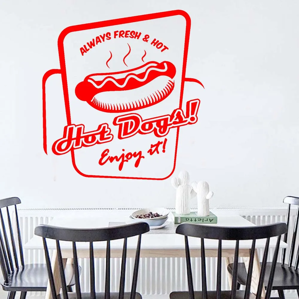 Hot Dog Wall Stickers Fast Food Cooking Cafe Art Decoration Vinyl Truck Kitchen Interior Self-adhesive Wall Decals Decor Z479