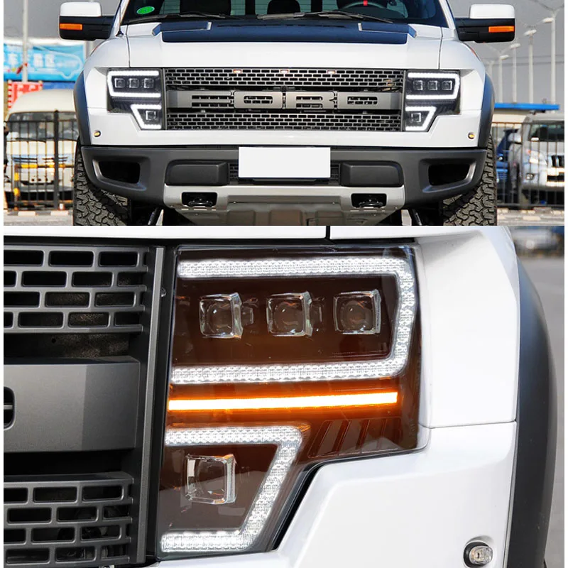 Car Styling For Ford Raptor F150 Headlights 2009-2014 LED  Headlights Dynamic Signal bi xenon lens