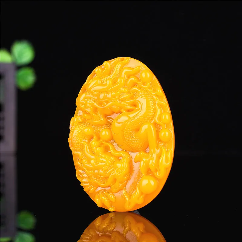 

Dragon Yellow Jade Pendant Chinese Necklace Hand-Carved Natural Charm Jewellery Amulet Fashion Accessories for Men Women Gifts