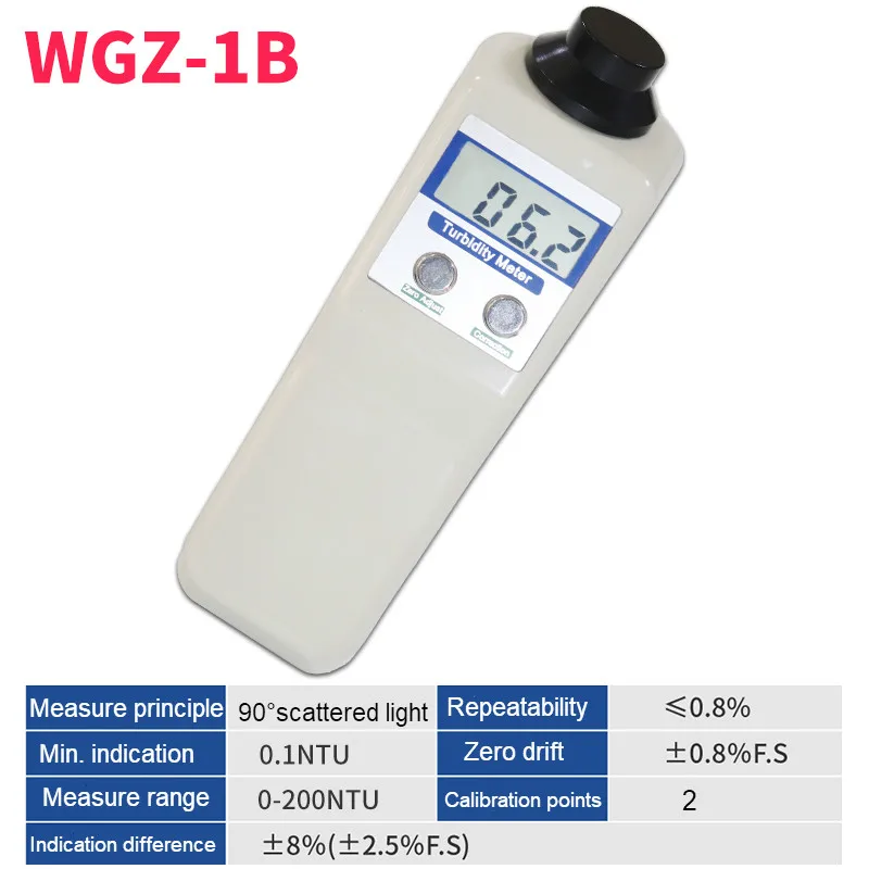 Portable Turbidimeter Economic Scattered Light Turbidity Meter Intelligent Colorimeter Measure Range 0-200NTU (0.1 NTU) WGZ-1B