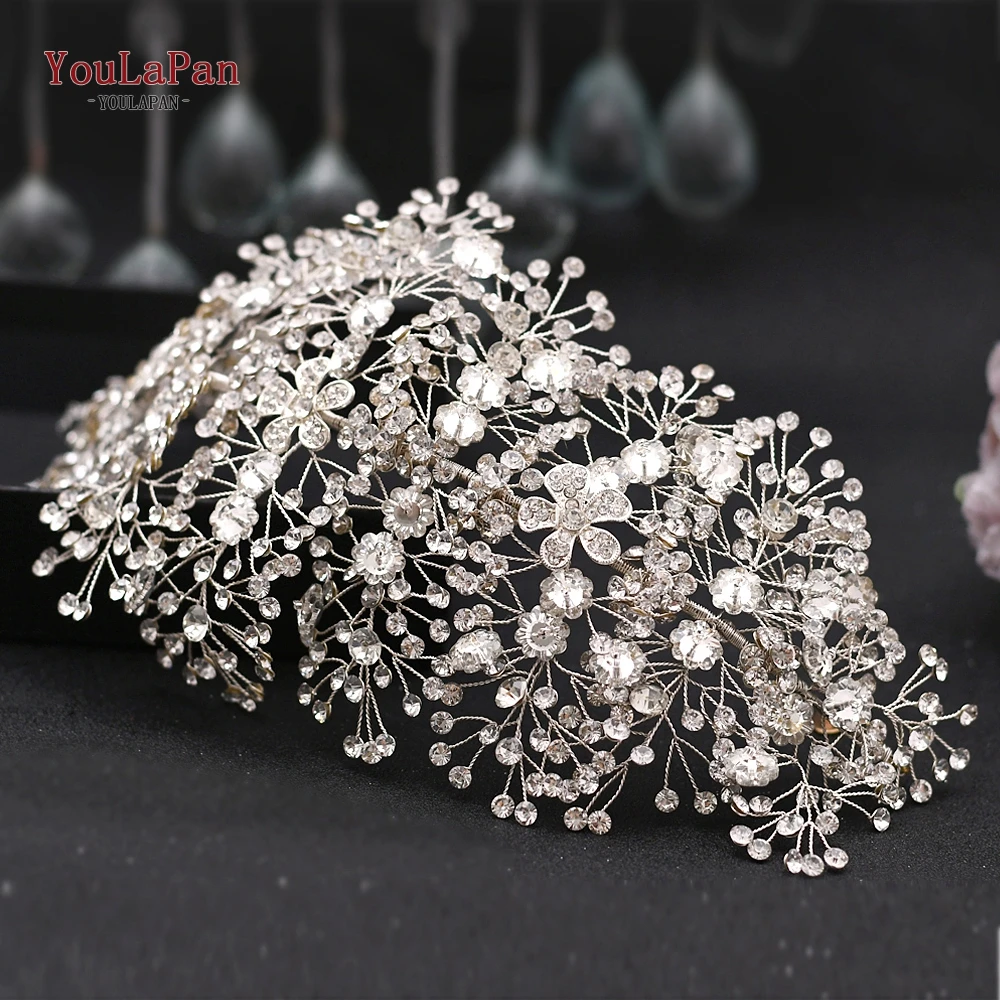 YouLaPan-accesorios para el cabello y pendientes de novia, joyería para el cabello, tocados de diamantes de imitación, Tiaras de boda y corona, Tiara nupcial, HP240