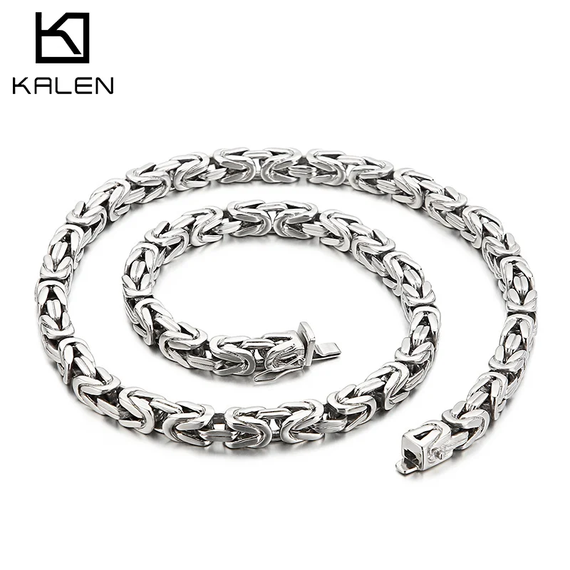 

Kalen 316L Stainless Steel Chain Necklace For Men 8MM Width Male Jewelry Emperors Chain Necklace Gift