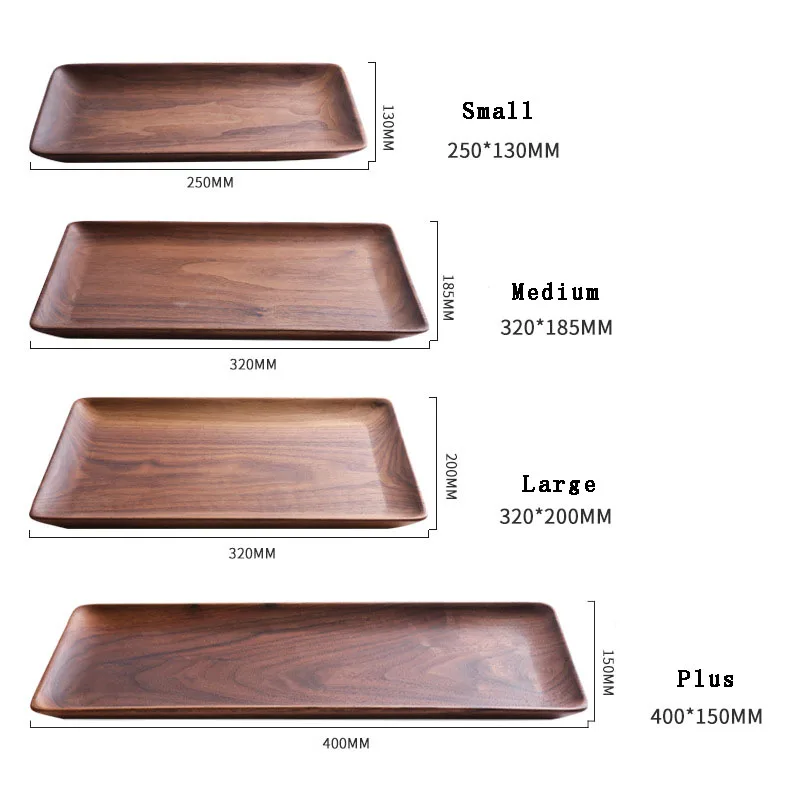 Amgoth Walnut Wood Serving Tray Square Rectangle Tea Coffee Snacks Tray Breakfast Sushi Dessert Cake Plate Hotel Home