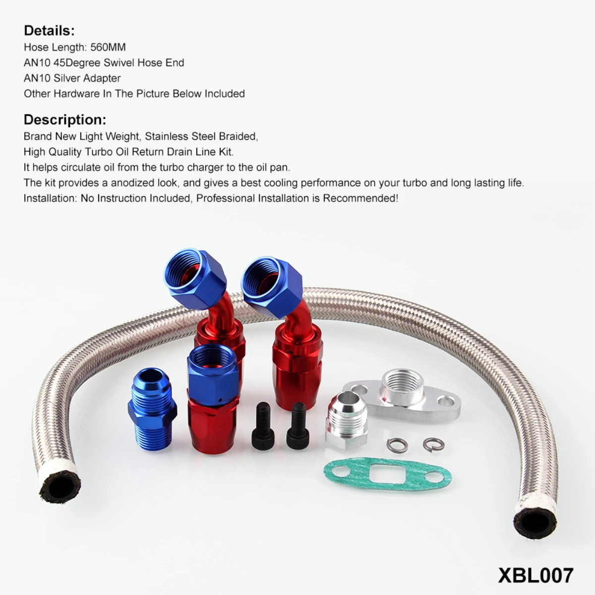 Turbo Oil Feed Drain Line Turbo Oil Feed Line Turbo Oil Supply Pipe Kit Fit for T3 T4 T04E Turbo Adapter Kit Universal