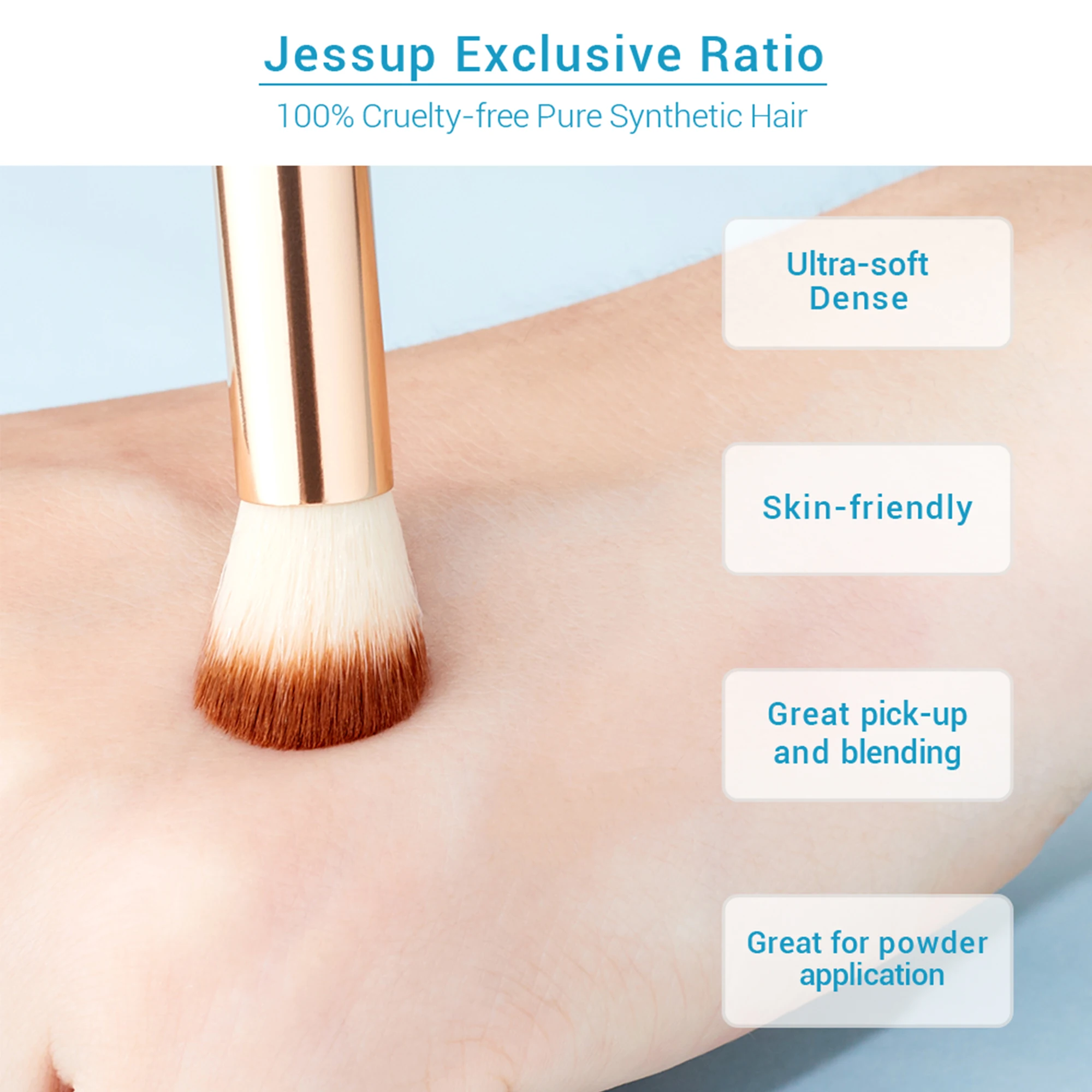 Jessup Bamboo Eye Brushes set, 15pcs Eyeshadow Details Eyeliner Eyebrow Precise shading Blending