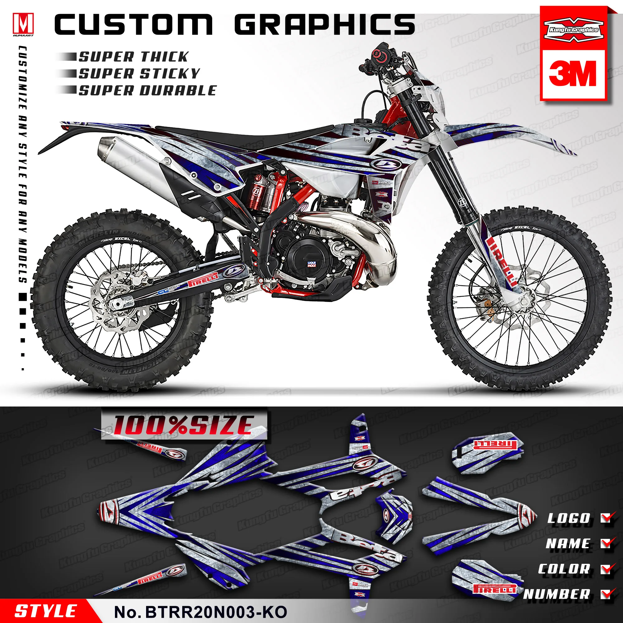 

KUNGFU GRAPHICS Motocross Stickers Off-Road Decals Vinyl Wraps for Beta RR 125 250 300 350 390 430 480 2020 2021 2022 2023 2024