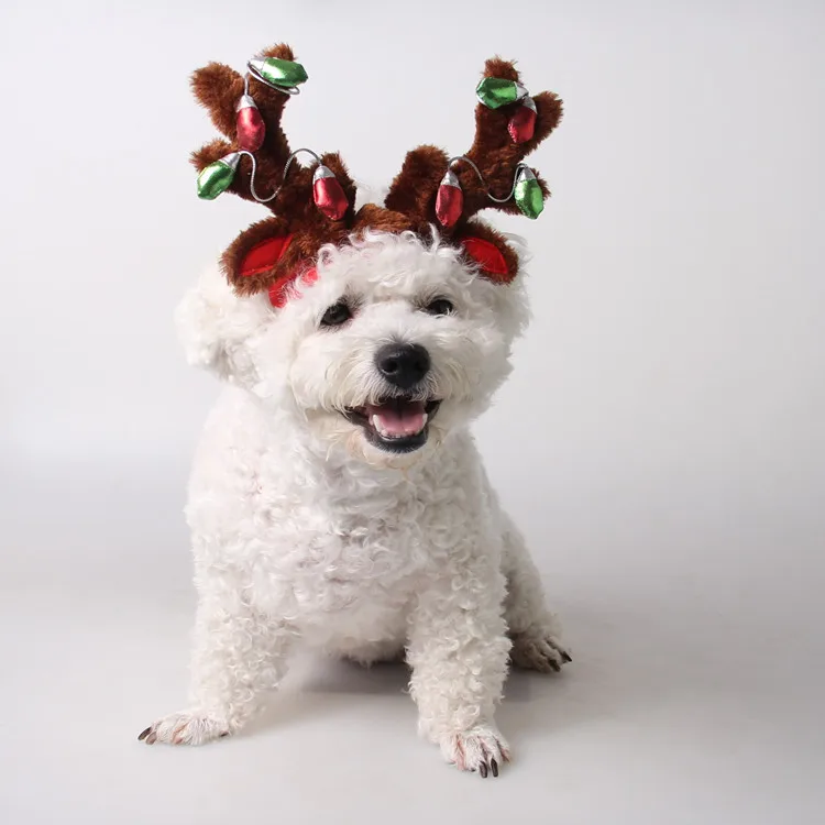 Christmas Hat for Dogs Accessories Antlers Dog Hat Holiday Dress Dog Clothes New Year Costume for Dogs Pets Hat Accessories