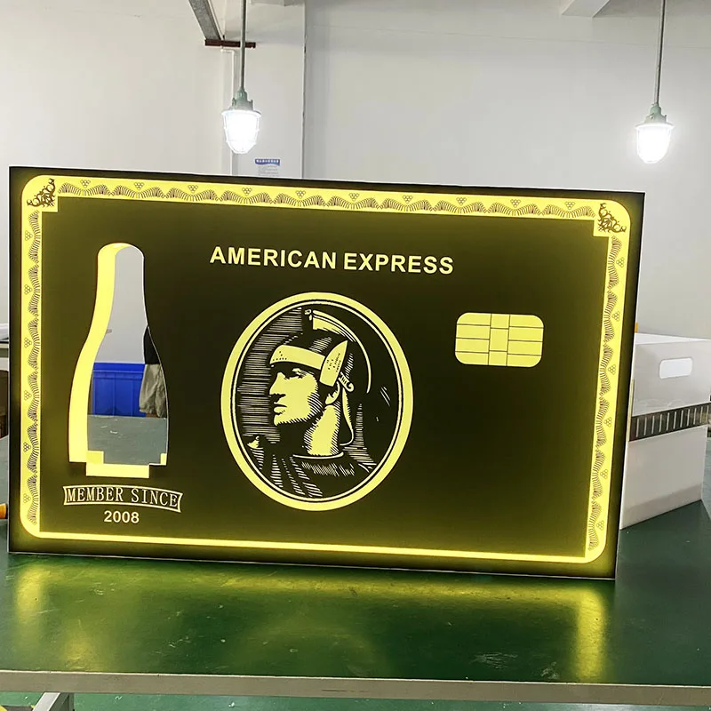 LED دولار أسود بطاقة بالر اكسبرس الشمبانيا مقدم الأمريكية اكسبرس Amex زجاجة عرض للنادي الليلي كرنفال ليلة