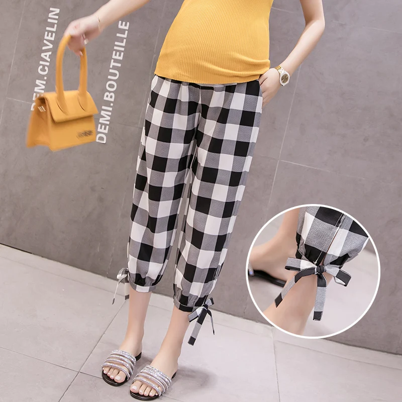 2023 New Maternity Casual Trousers Thin spring summer loose belly lift pants Plus size pregnancy clothes outer wear