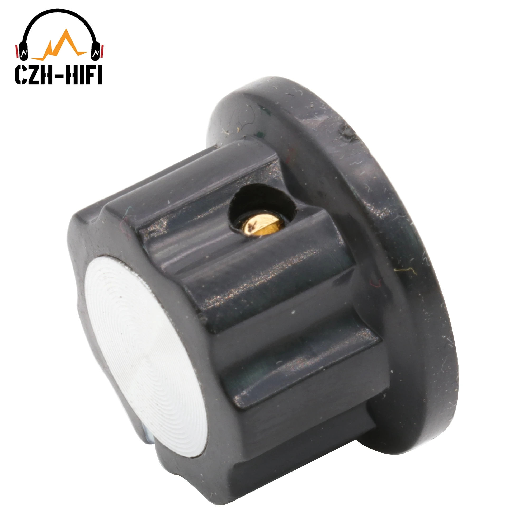 10 Stück Vintage Audio-Verstärker-Drehknöpfe aus ABS-Kunststoff, 1/4 Zoll (6,4 mm) Messing-Rillenknopf für Gitarrenverstärker, Lautsprecher, Effektpedale und Stompboxen – Detail 15