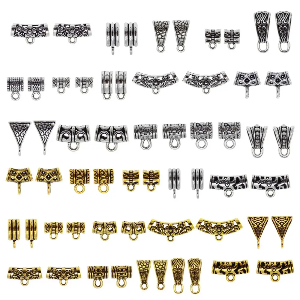 GraceAngie 30PCS Mixed Tube Spacer Bead With Loop For Necklace Charms DIY Handmade DIY Bracelet Pendant Jewelry Making Accessory