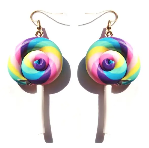 Earring For Women Resin Lollipop Drop Earrings Children Jewelry Custom Made Handmade Cute Girls Cotton Candy Gift image 5