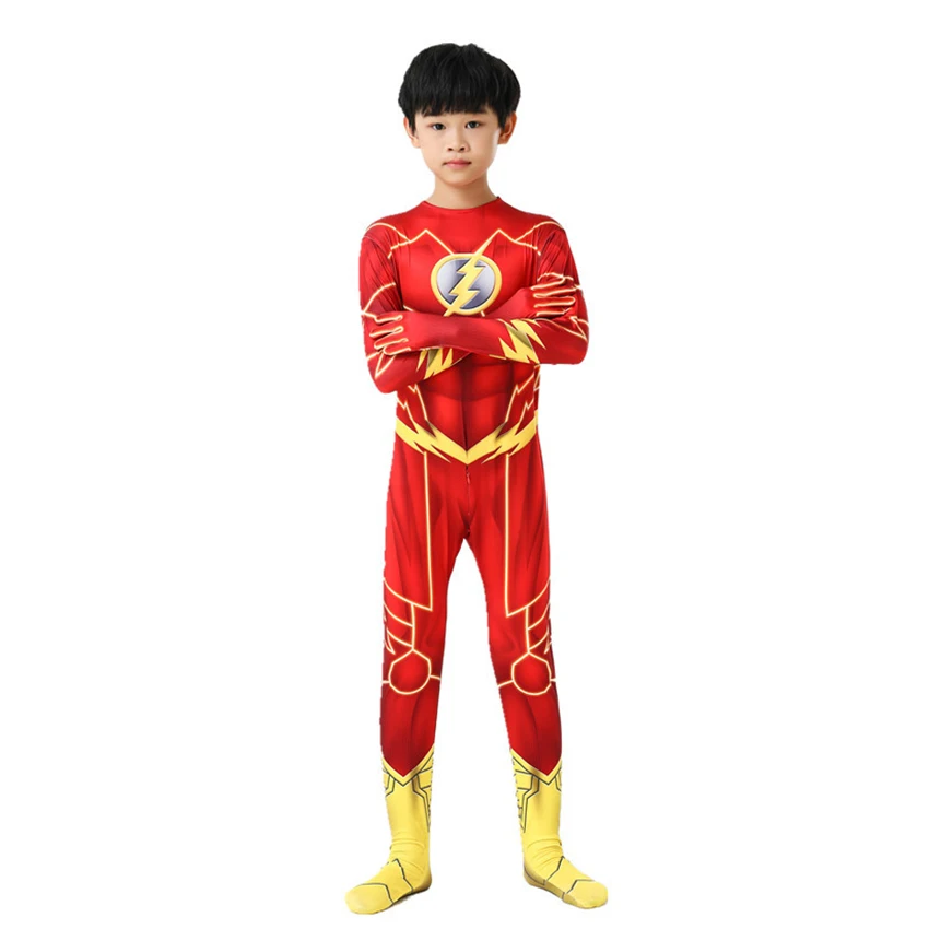 Superheld Flash Cosplay Anime Halloween Kostuums Voor Kinderen Zentai Maskerade Jumpsuits Alien Party Festival Jurk Film Pak Jongen