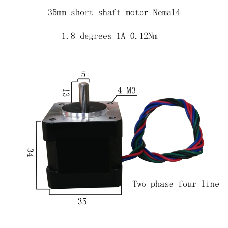 JL35STH34-1004A 35 Stepper Motor 1A 0.12Nm 1.2kg.cm Nema14 35BYG 1.8° 2-phase 4-wire Stepping Motor 35mm*34mm Step Motor