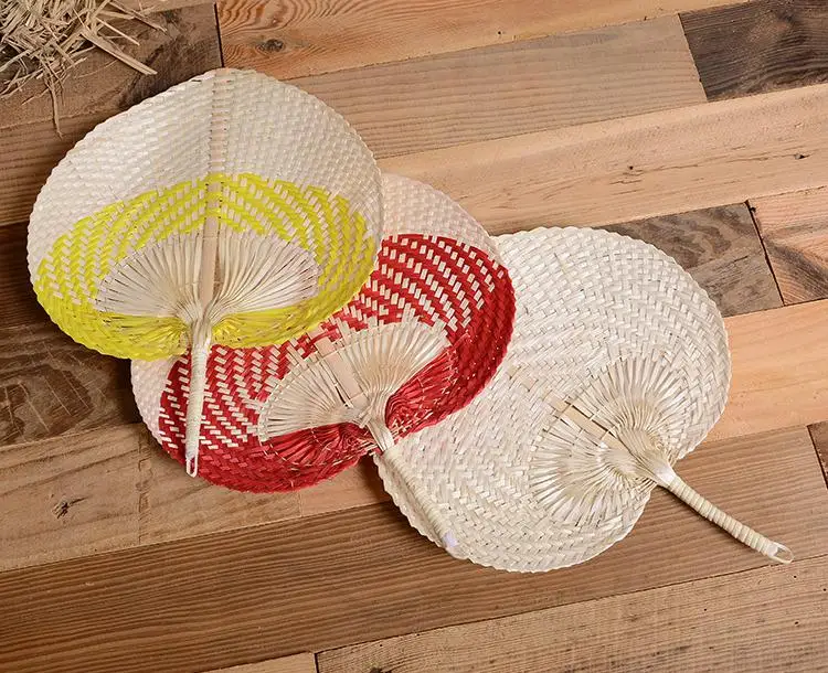 50pcs Palm Leaves Fans Handmade Wicker Multicolor Palm Fan Traditional Chinese Craft Home Decoration SN2044